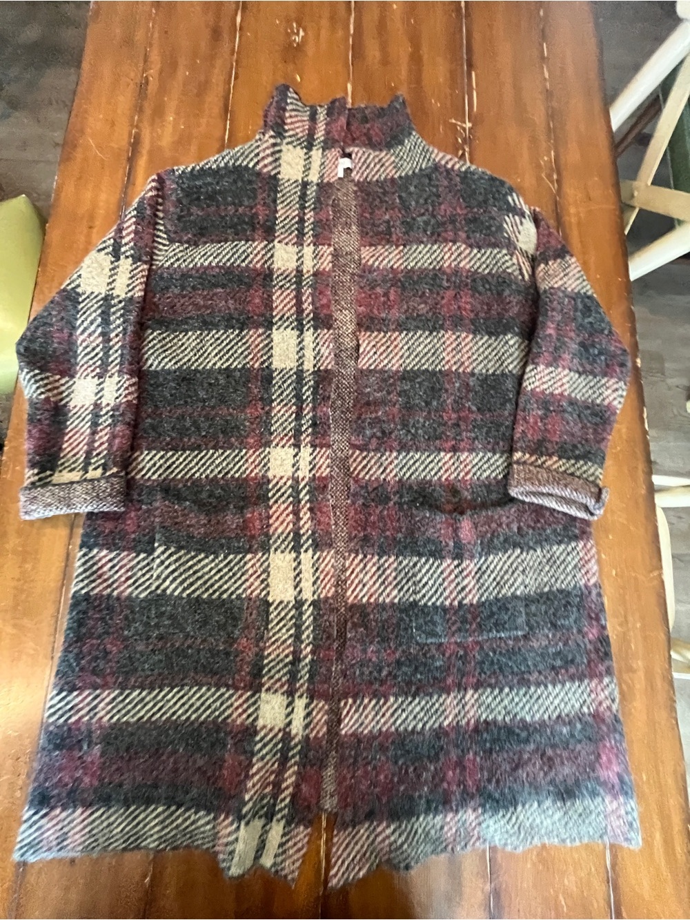 Natural Reflections Brooklyn Plaid Coatigan Sweater Jacket Plus Size 2X